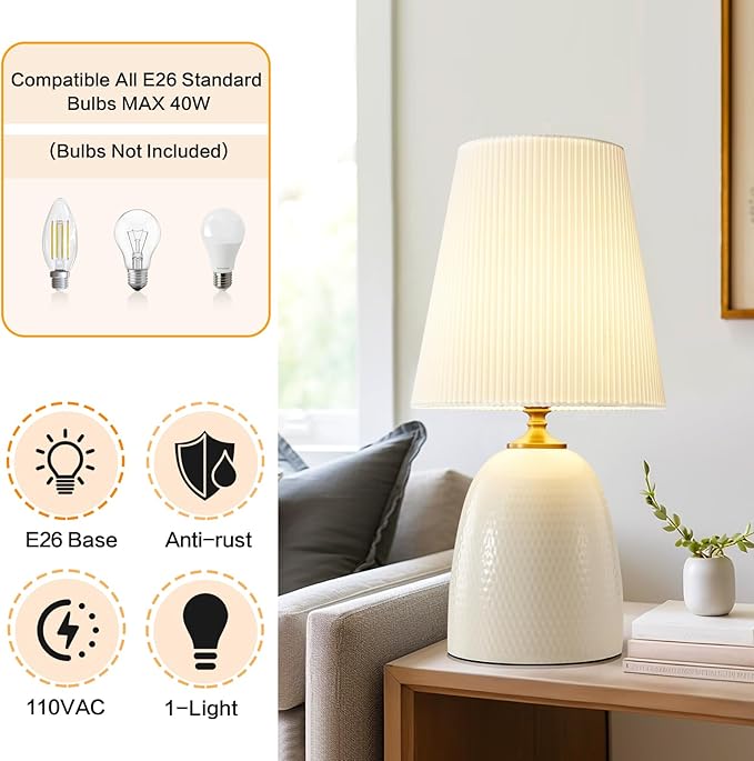 Modern Textured Ceramic Table Lamps 22.75In - Image 6