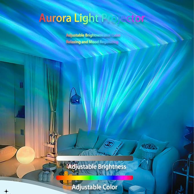 Northern Lights Projector, 16 Colors Plug in Aurora Light Projector & Mood - Image 3