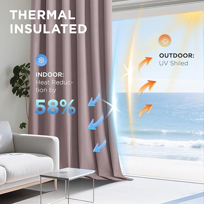Joydeco Rose Pink 100% Blackout Curtains 120 Inch 2 Panels, Luxury Thermal Pink - Image 5