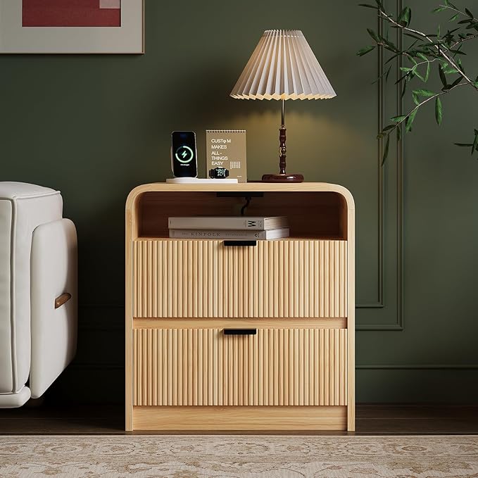 FURSUN 24" Fluted Nightstand Set of 2 - Image 9