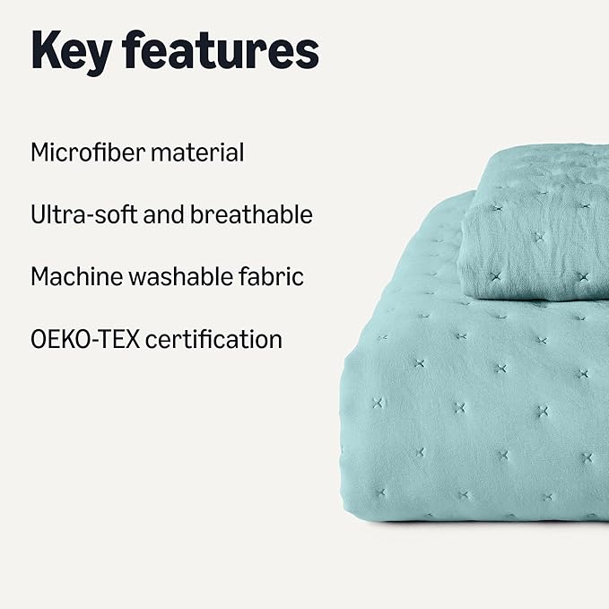 Amazon Basics Brushed Microfiber Quilt Set, Extra Soft - Image 2