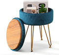 Cpintltr Velvet Storage Ottoman Round Footrest Stool Multifunctional by CpintltrFruniture