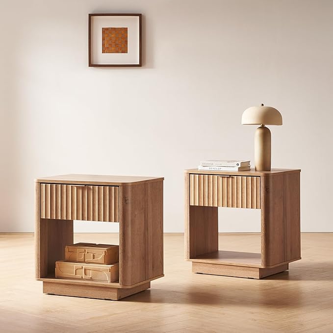 mopio Brooklyn Fluted Nightstand, Modern Farmhouse Nightstand, Small Side by MopioInc