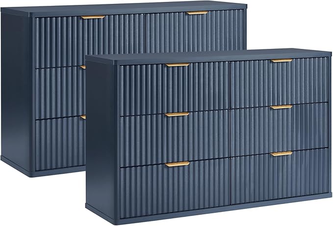 LEYAOYAO Fluted 5 Drawers Dresser Set of 2, Curved Profile Dresser TV Stand by LEYAOYAO-Findtheshiningpointofyourideallife%EF%BC%81