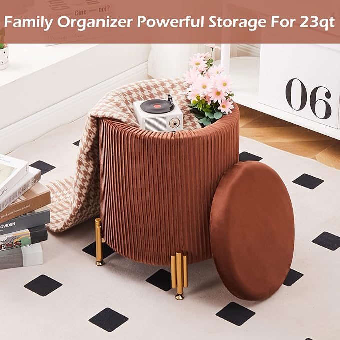 Mxfurhawa Round Ottoman Foot Stool - Image 3