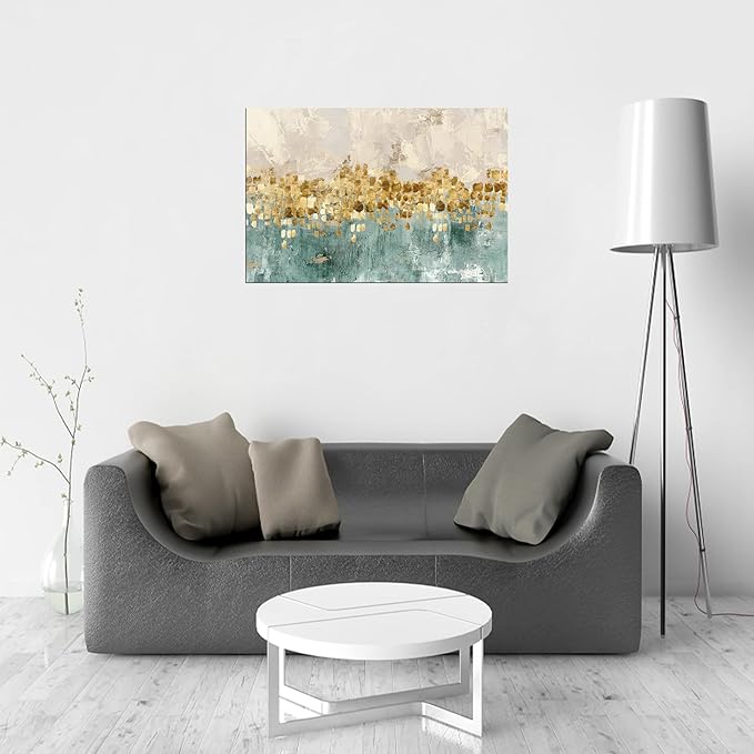 DZL Art A74669 Brown and Blue Abstract Painting Modern Decor Wall Art Tan Color - Image 4