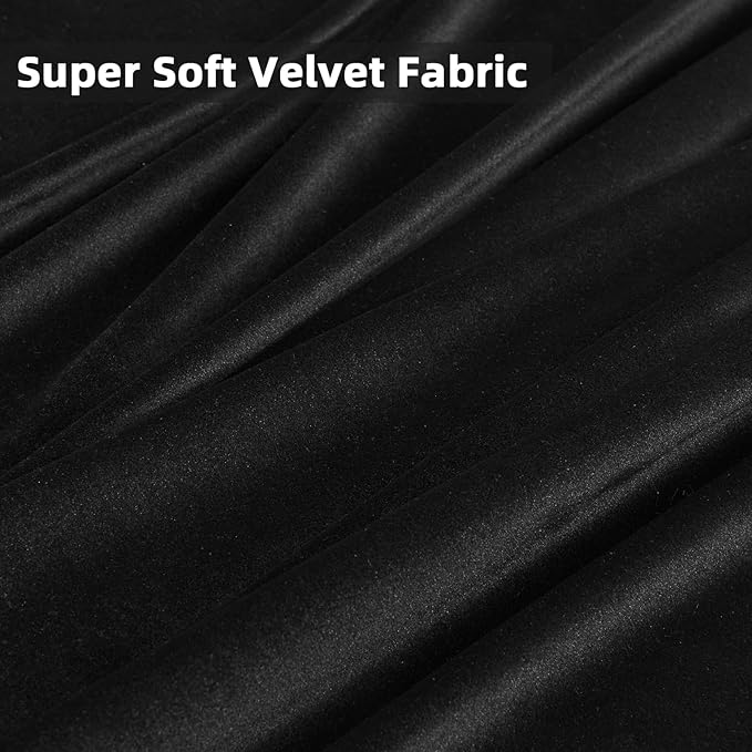 Joydeco Black Velvet Curtains 120 inches Long 2 Panels, Luxury Blackout Rod - Image 5