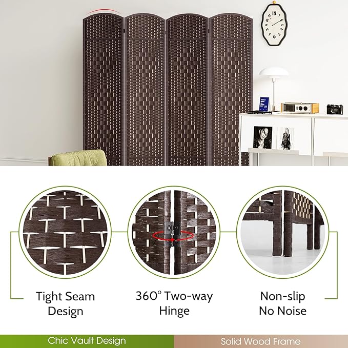 FDW Room Divider Folding Privacy Divider 6 Ft Indoor Wall Divider Portable - Image 4