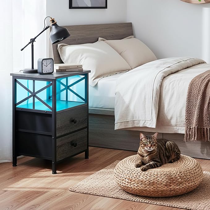 AMHANCIBLE Night Stand Set 2, LED Nightstand - Image 8