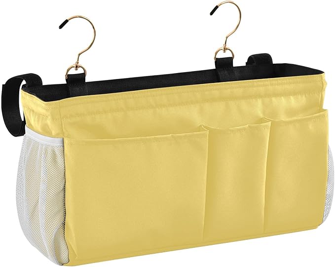 KOPIRIT Lemon Yellow Bedside Caddy Storage Bag Bedside Organizer by KOPIRIT