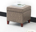 Adeco 17.5" Square Faux Leather Ottoman by Adeco