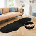 Black Shag Washable Fluffy Fur Area Rugs by ORINOVA