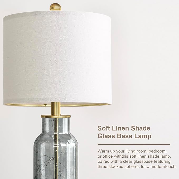 Oneach 22" Glass Table Lamps Set of 2, Nightstand Lamp - Image 6