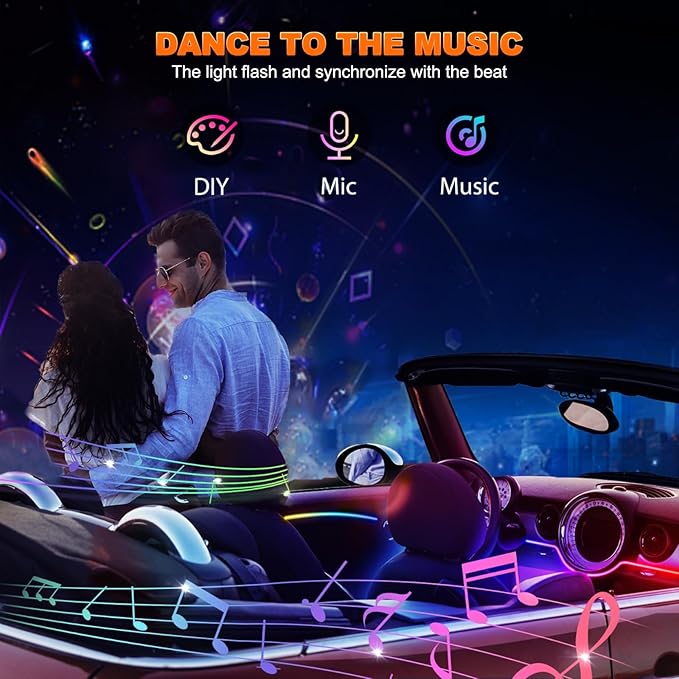 Jushope Car LED Strip Lights, Interior Acrylic LED Lights - Image 7