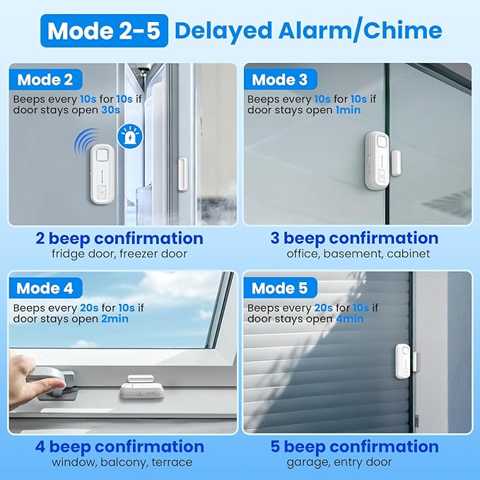 Sanjie Door Alarm with Instant and Delayed Alerts 30s/1min/2min/4min, Door - Image 5