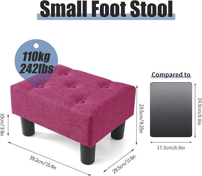 BRIAN & DANY Small Foot Stool, Linen Foot Stools - Image 3