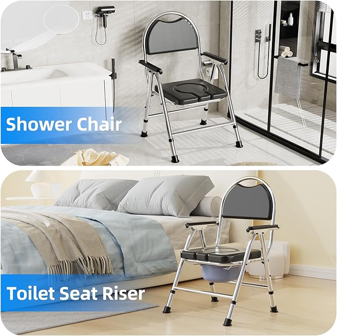4 in 1 Folding Bedside Commode Chair - Image 7