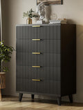 Lulive Black Dresser for Bedroom Wood Tall Dressers Drawers, Fluted Modern by Lulive