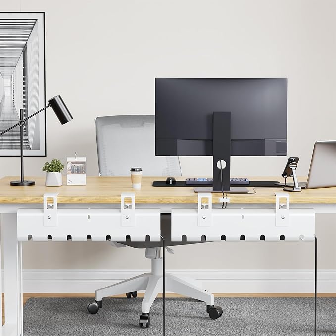 Under Desk Cable Management Tray No-Drill 2 Pack 16.9‘’ Wire Cord Organizers - Image 7