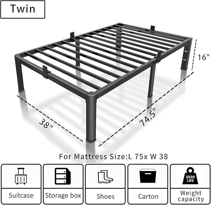 ROIL 16 Inch Twin Bed Frame - Image 2