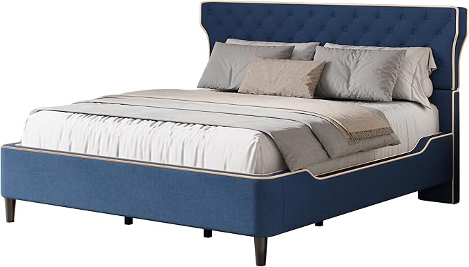 Christopher Knight Home Salus Linen Upholstered King Size Bed Frame - Image 5