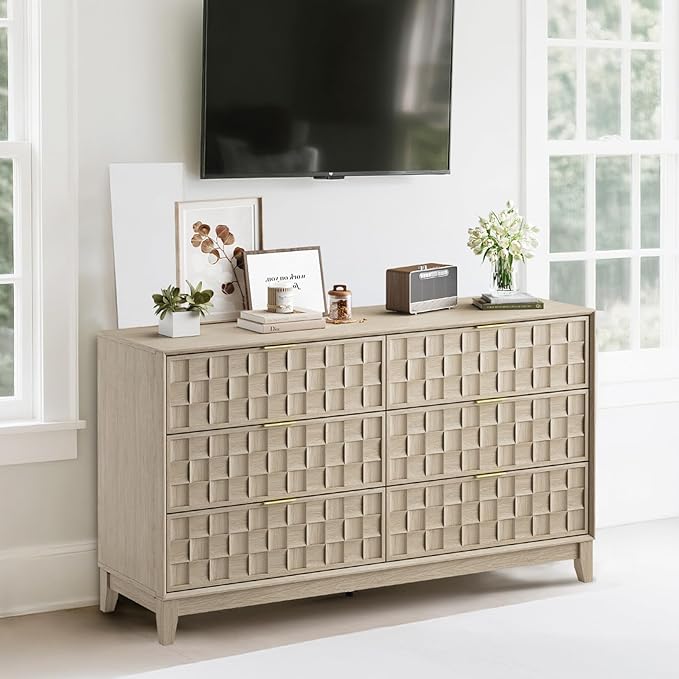 COLAMY Fluted Dresser, Modern Wooden 6 Drawer Dresser 55”, Side Board Buffet - Image 10
