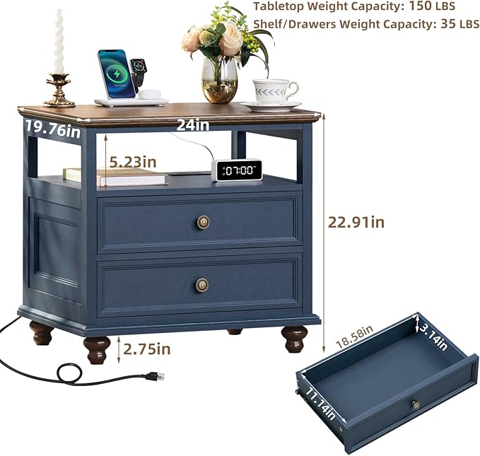 Farmhouse Nightstand Set of 2 - Image 3