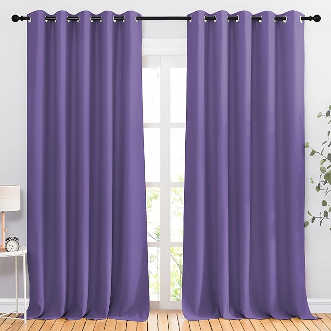 NICETOWN Lilac Purple Sliding Door Curtains 2 Panels Set 118 inches Long by NICETOWN