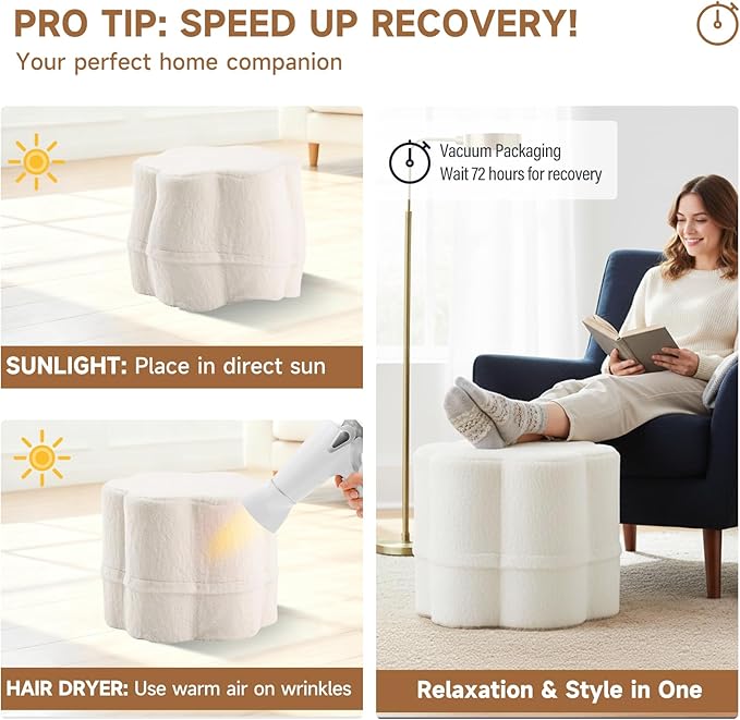 Tiita Floral Pouf Ottoman, Foot Stools Ottoman - Image 9