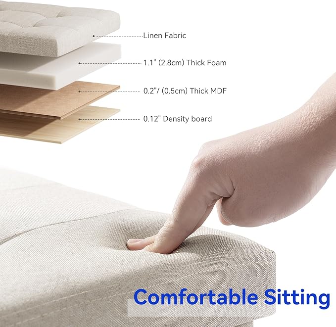 BRIAN & DANY 30 Inches Folding Storage Ottoman Bench, Ottoman - Image 4