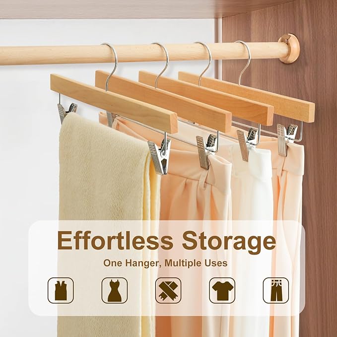BAGAIL 10 Pack Wooden Pants Hangers - Image 5