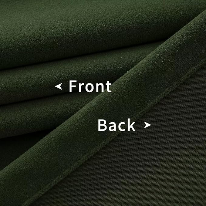 Joydeco Dark Olive Velvet Curtains 63 inch Length 2 Panels, Luxury Blackout Rod - Image 6