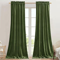 StangH Luxury Velvet Blackout Window Drapes Moss Green Curtains by StangH