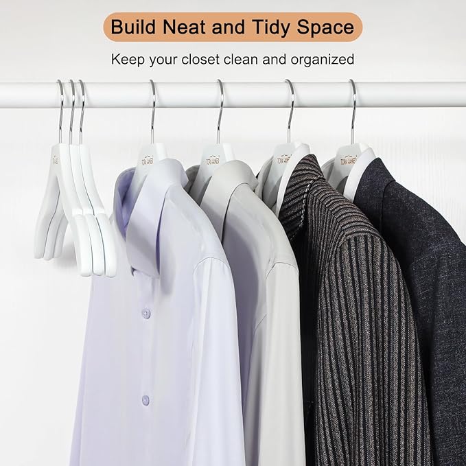 TOPIA HANGER Wooden Coat Hangers 12 Pack, Premium Wood Suit Sweater No Shoulder - Image 7