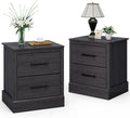 Giantex Farmhouse Nightstand Set of 2, Wood Bedside Table by Giantex