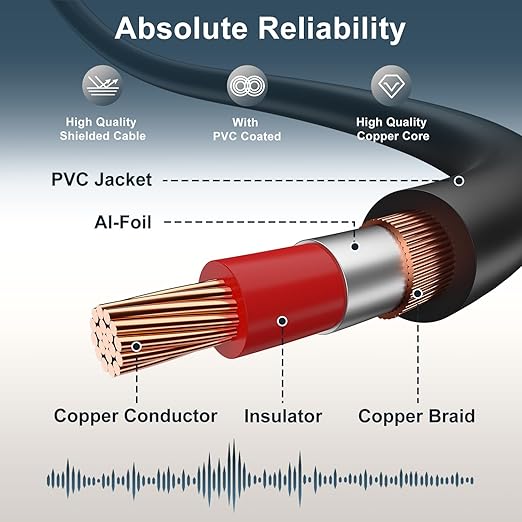 J&D RCA Cable, Copper Shell 2RCA Male to 2RCA Male Stereo Audio Cable, 9 Feet - Image 6