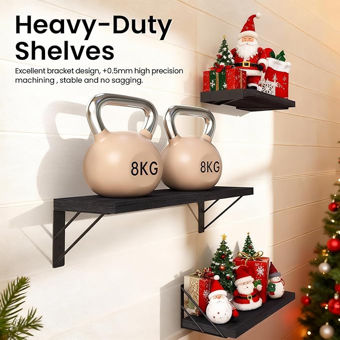 BAYKA Wall Mounted Floating Shelves, Wood Floating Wall Shelf - Image 5