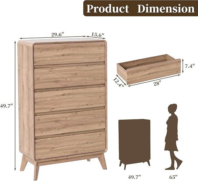50" Tall Dresser for Bedroom, Vertical Dressers - Image 3