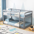 KOMFOTT Low Bunk Bed Twin Over Twin, Solid Wood Bunk Bed Frame by KOMFOTT
