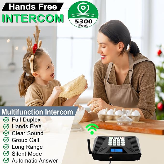Intercoms Wireless for Home Hands Free, Upgrade Two Way Intercom 5300 Feet Range - Image 2