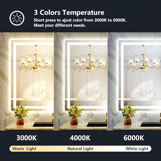 YEELAIT 44x32 Inch LED Bathroom Mirror - Image 4