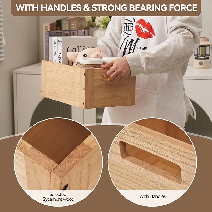 KIRIGEN Stackable Wood Storage Cube /Basket/ Bins Organizer - Image 4