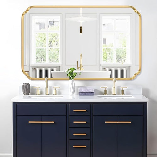 30"x48" Gold Bathroom Mirror for Wall, Large Brass Gold Bathroom Vanity Mirror - Image 2