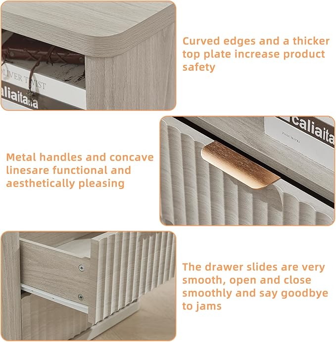 LEYAOYAO Fluted Nightstand - Image 7