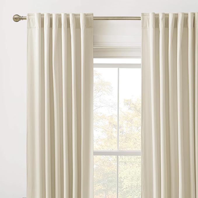 RYB Home Beige Velvet Curtains 108 inches Long - Image 2