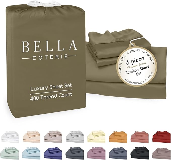 Bella Coterie Luxury Bamboo Viscose 34” Split Top King Size Sheet Set | 1 by BC