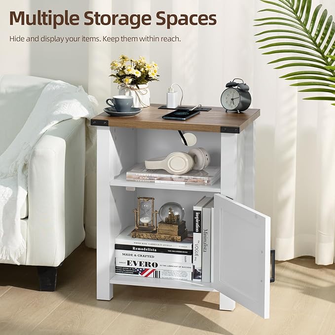 Joaxswe Antique White Nightstand Set of 2, 18 Inch Farmhouse Night Stand - Image 4