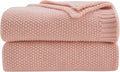 CozeCube Pink Throw Blanket for Couch, Soft Cozy Cable Knit Throw for Bed Sofa by CozeCube