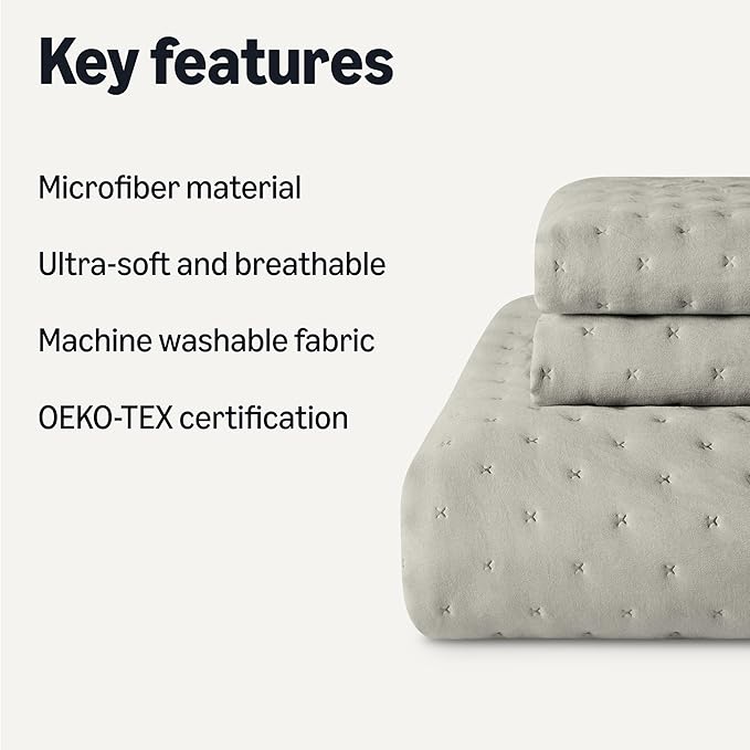 Amazon Basics Brushed Microfiber Quilt Set, Extra Soft - Image 2