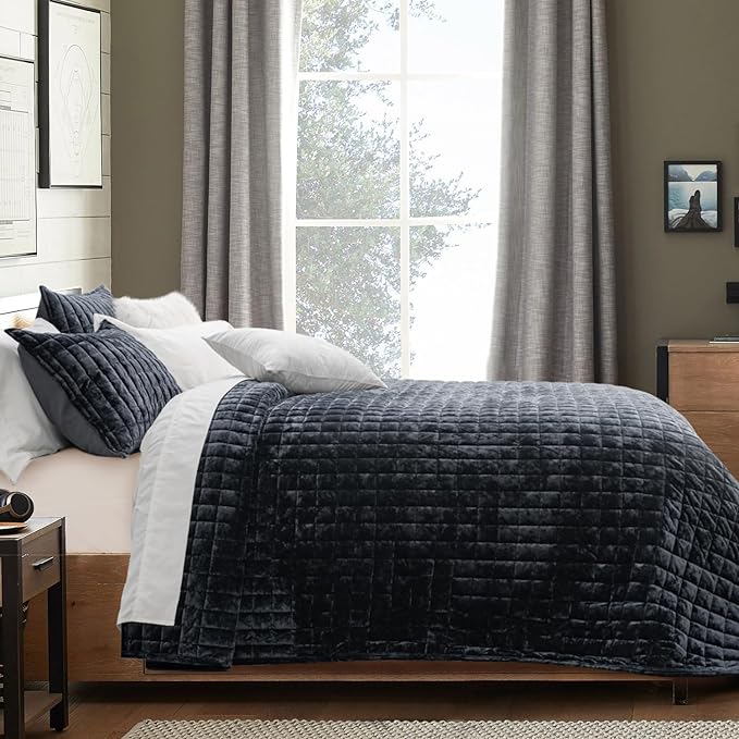 RECYCO Luxury Velvet Quilt Set King Size Bedding Sets, Ultra Soft Velvet - Image 3